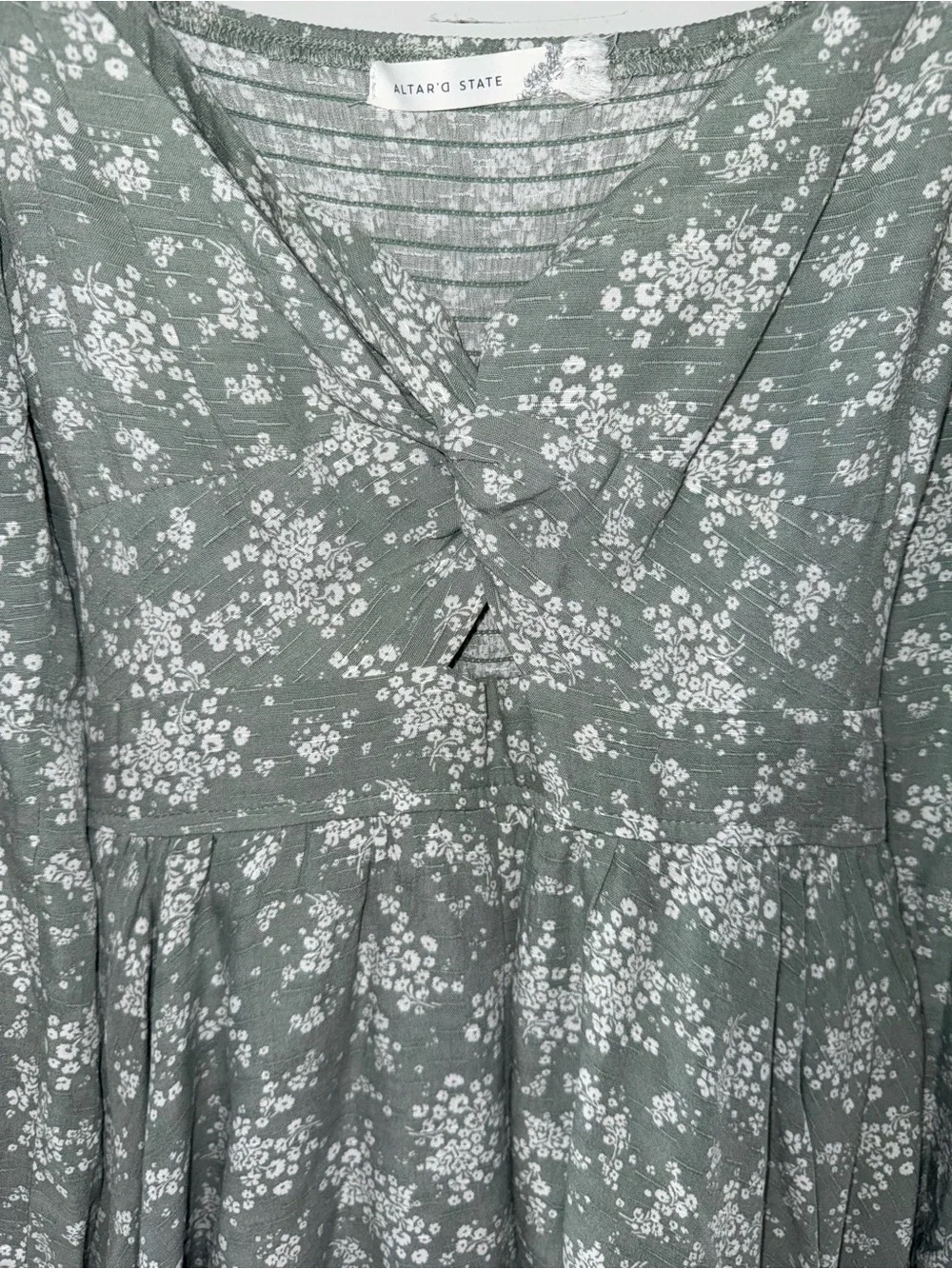 Altar'd State Sage Green Floral Romper
